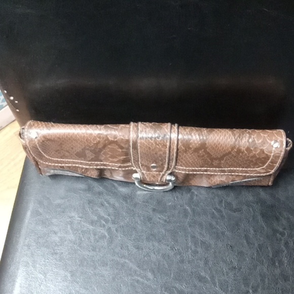 Apt. 9, brown snakeskin pattern, clutch - Picture 2 of 8